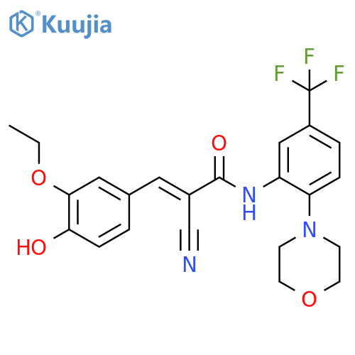 2-cyano-3-(3-ethoxy-4-hydroxyphenyl)-N-[2-(morpholin-4-yl)-5-(trifluoromethyl)phenyl]prop-2-enamide structure