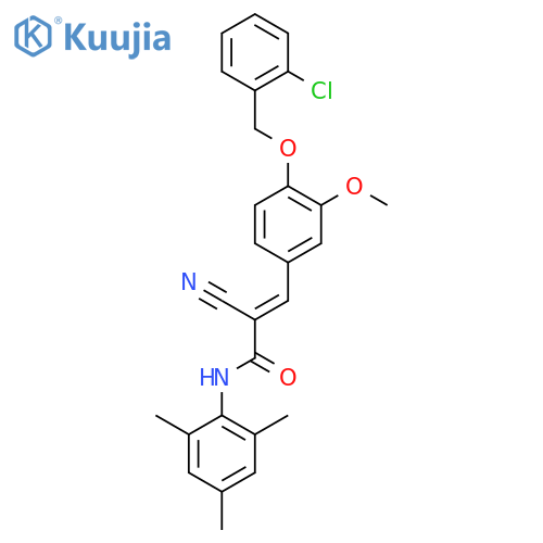 3-{4-[(2-chlorophenyl)methoxy]-3-methoxyphenyl}-2-cyano-N-(2,4,6-trimethylphenyl)prop-2-enamide structure