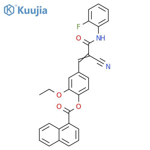 4-[2-Cyano-3-[(2-fluorophenyl)amino]-3-oxo-1-propen-1-yl]-2-ethoxyphenyl 1-naphthalenecarboxylate structure