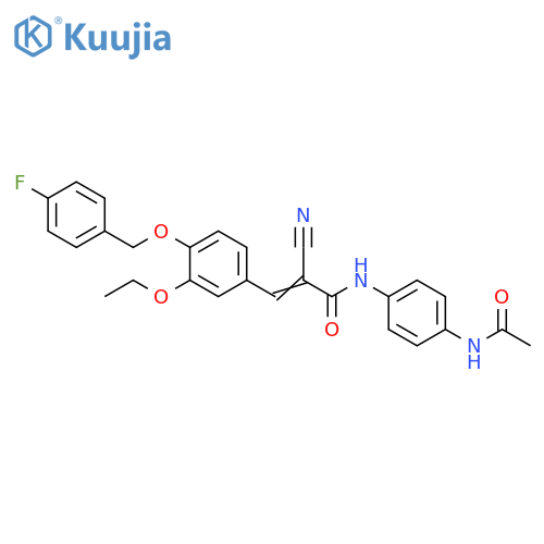 N-[4-(Acetylamino)phenyl]-2-cyano-3-[3-ethoxy-4-[(4-fluorophenyl)methoxy]phenyl]-2-propenamide structure