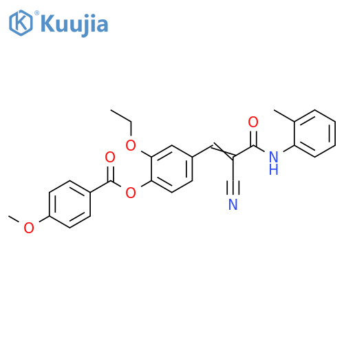 4-[2-Cyano-3-[(2-methylphenyl)amino]-3-oxo-1-propen-1-yl]-2-ethoxyphenyl 4-methoxybenzoate structure
