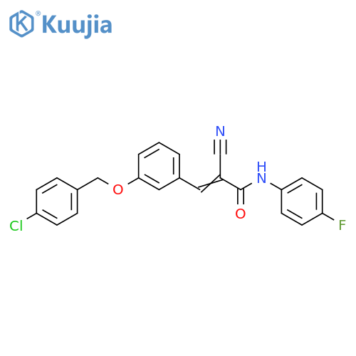 3-[3-[(4-Chlorophenyl)methoxy]phenyl]-2-cyano-N-(4-fluorophenyl)-2-propenamide structure
