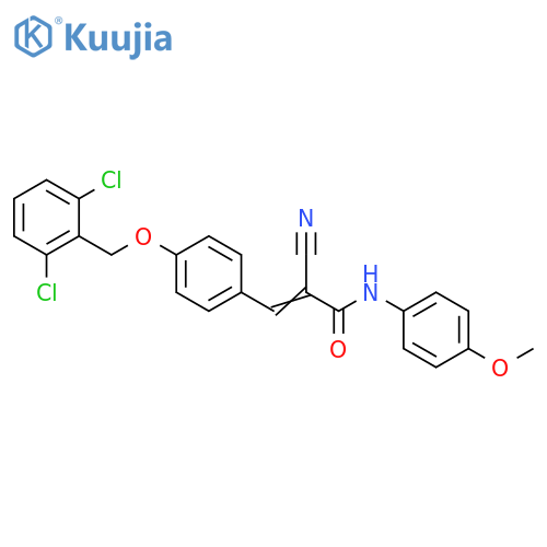 2-Cyano-3-[4-[(2,6-dichlorophenyl)methoxy]phenyl]-N-(4-methoxyphenyl)-2-propenamide structure