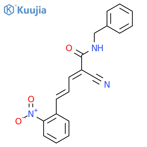 N-benzyl-2-cyano-5-(2-nitrophenyl)penta-2,4-dienamide structure