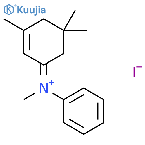 N-methyl-N-[(1E)-3,5,5-trimethylcyclohex-2-en-1-ylidene]anilinium iodide structure