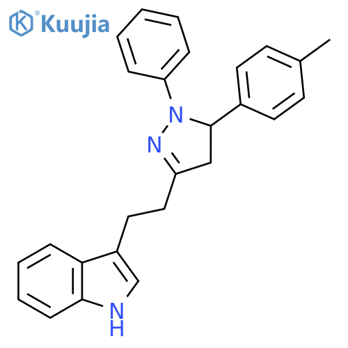 3-{2-[5-(4-methylphenyl)-1-phenyl-4,5-dihydro-1H-pyrazol-3-yl]ethyl}-1H-indole structure