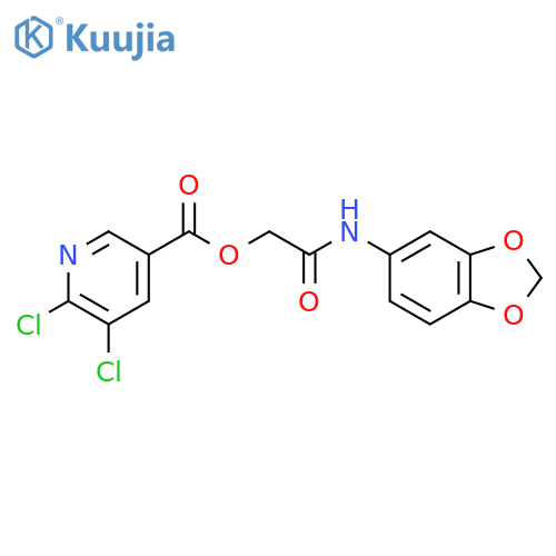 [(1,3-Dioxaindan-5-yl)carbamoyl]methyl 5,6-dichloropyridine-3-carboxylate structure