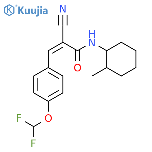 2-cyano-3-[4-(difluoromethoxy)phenyl]-N-(2-methylcyclohexyl)prop-2-enamide structure