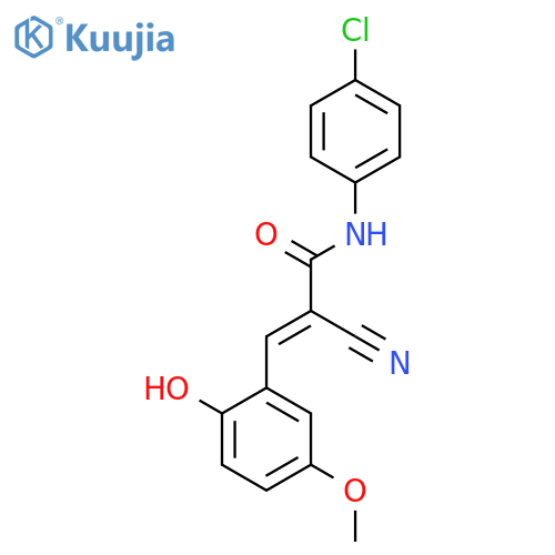 (2E)-N-(4-chlorophenyl)-2-cyano-3-(2-hydroxy-5-methoxyphenyl)prop-2-enamide structure