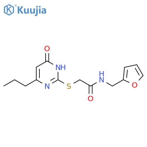 N-(furan-2-yl)methyl-2-(6-oxo-4-propyl-1,6-dihydropyrimidin-2-yl)sulfanylacetamide structure