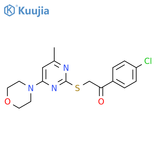 1-(4-chlorophenyl)-2-{4-methyl-6-(morpholin-4-yl)pyrimidin-2-ylsulfanyl}ethan-1-one structure