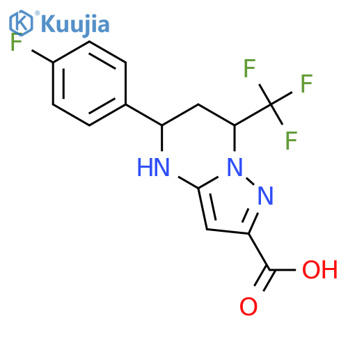 5-(4-fluorophenyl)-7-(trifluoromethyl)-4H,5H,6H,7H-pyrazolo1,5-apyrimidine-2-carboxylic acid structure