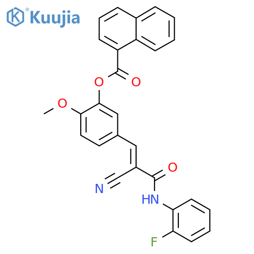 [5-[(E)-2-cyano-3-(2-fluoroanilino)-3-oxoprop-1-enyl]-2-methoxyphenyl] naphthalene-1-carboxylate structure