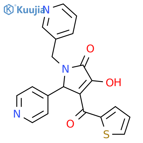 3-hydroxy-1-(pyridin-3-yl)methyl-5-(pyridin-4-yl)-4-(thiophene-2-carbonyl)-2,5-dihydro-1H-pyrrol-2-one structure