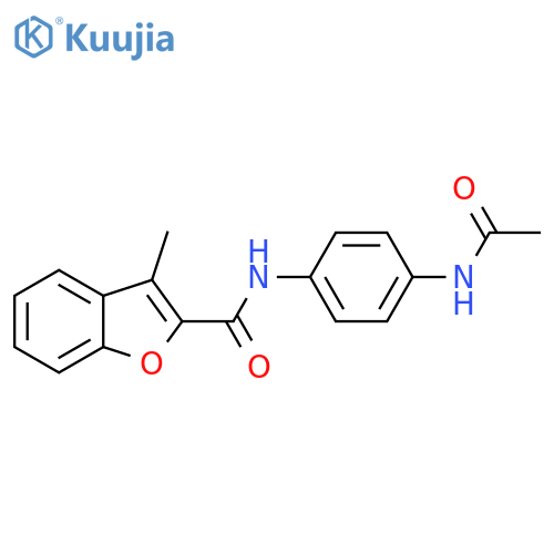 N-(4-acetamidophenyl)-3-methyl-1-benzofuran-2-carboxamide structure