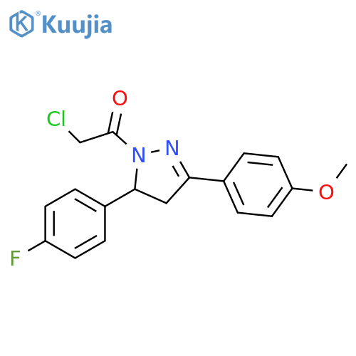 2-chloro-1-[3-(4-fluorophenyl)-5-(4-methoxyphenyl)-3,4-dihydropyrazol-2-yl]ethanone structure