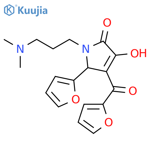 1-3-(dimethylamino)propyl-4-(furan-2-carbonyl)-5-(furan-2-yl)-3-hydroxy-2,5-dihydro-1H-pyrrol-2-one structure