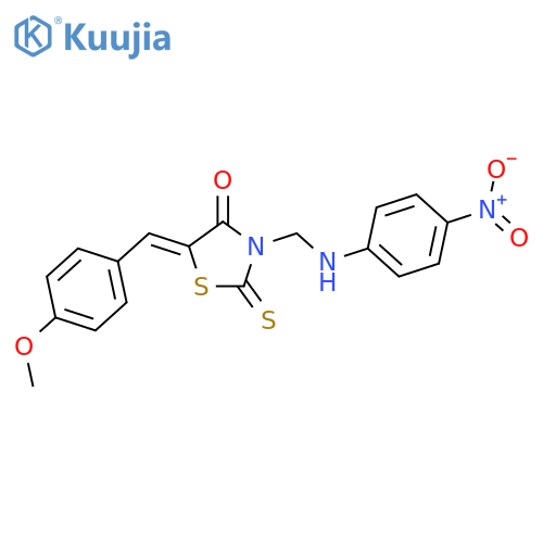 5-[(4-methoxyphenyl)methylidene]-3-[(4-nitroanilino)methyl]-2-sulfanylidene-1,3-thiazolidin-4-one structure