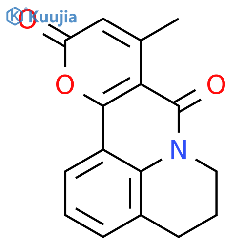 9-methyl-5,6-dihydro-4H,8H,11H-pyrano[3,2-c]pyrido[3,2,1-ij]quinoline-8,11-dione structure