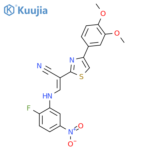 (2E)-2-4-(3,4-dimethoxyphenyl)-1,3-thiazol-2-yl-3-(2-fluoro-5-nitrophenyl)aminoprop-2-enenitrile structure