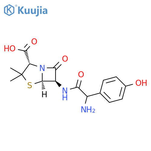 (2S,5R,6R)-6-2-amino-2-(4-hydroxyphenyl)acetamido-3,3-dimethyl-7-oxo-4-thia-1-azabicyclo3.2.0heptane-2-carboxylic acid structure
