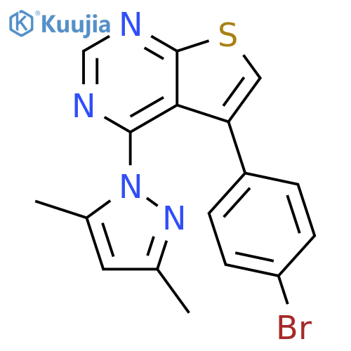 1-5-(4-bromophenyl)thieno2,3-dpyrimidin-4-yl-3,5-dimethyl-1H-pyrazole structure