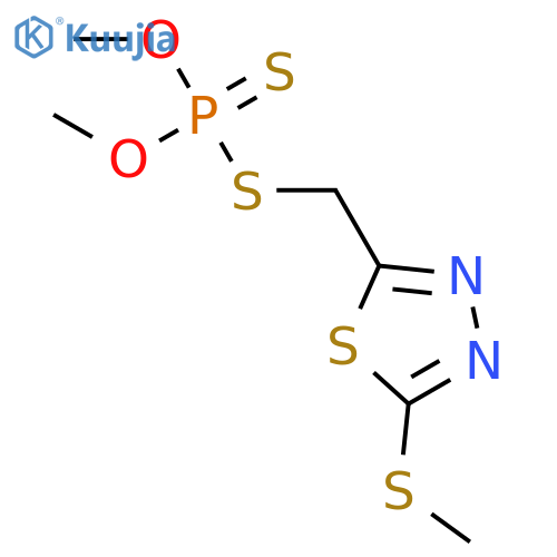 Phosphorodithioic acid,O,O-dimethyl S-[[5-(methylthio)-1,3,4-thiadiazol-2-yl]methyl] ester structure