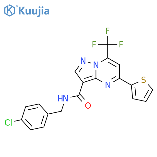 <br>5-Thiophen-2-yl-7-trifluoromethyl-pyrazolo[1,5-a]pyrimidine-3-carboxylic ac id 4-chloro-benzylamide structure