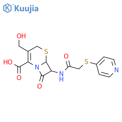 5-Thia-1-azabicyclo[4.2.0]oct-2-ene-2-carboxylicacid, 3-(hydroxymethyl)-8-oxo-7-[[2-(4-pyridinylthio)acetyl]amino]-, (6R,7R)- structure