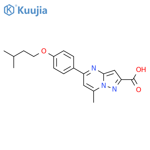 <br>5-(4-(isopentyloxy)phenyl)-7-methylpyrazolo[1,5-a]pyrimidine-2-carboxylic a cid structure