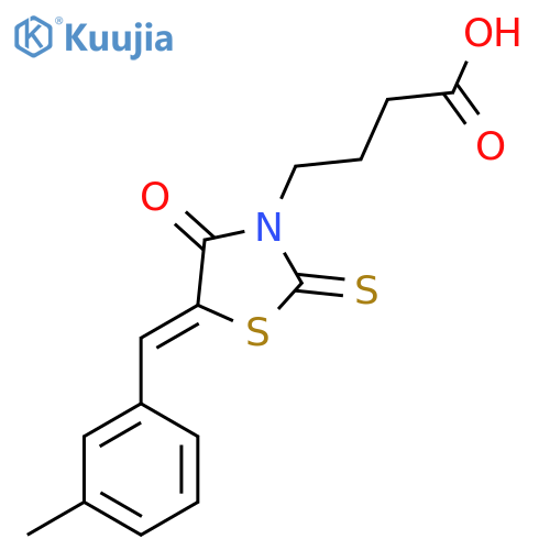 4-(5Z)-5-(3-methylphenyl)methylidene-4-oxo-2-sulfanylidene-1,3-thiazolidin-3-ylbutanoic acid structure