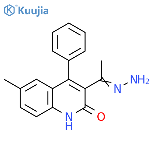 3-(1E)-ethanehydrazonoyl-6-methyl-4-phenyl-1,2-dihydroquinolin-2-one structure