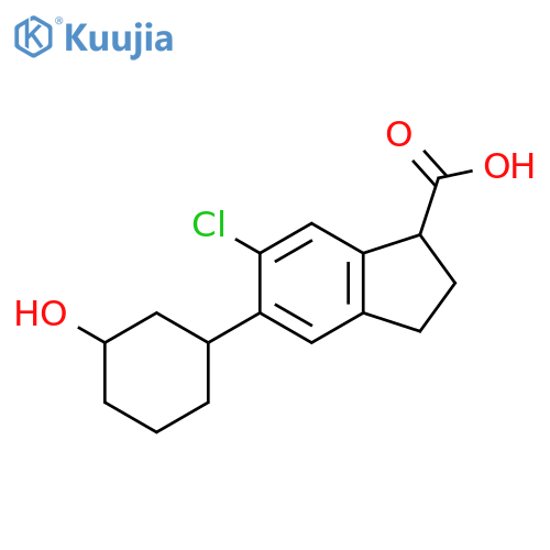 1H-Indene-1-carboxylic acid,6-chloro-2,3-dihydro-5-(3-hydroxycyclohexyl)- structure