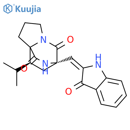 6H-3,8a-Ethanopyrrolo[1,2-a]pyrazine-1,4-dione,3-[(E)-(1,3-dihydro-3-oxo-2H-indol-2-ylidene)methyl]tetrahydro-10-(1-methylethyl)-,(3S,8aR,10S)- (9CI) structure