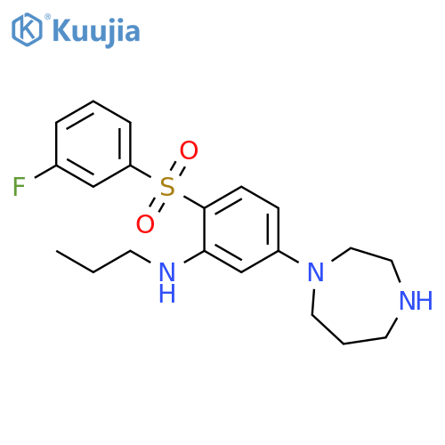 Benzenamine,2-[(3-fluorophenyl)sulfonyl]-5-(hexahydro-1H-1,4-diazepin-1-yl)-N-propyl- structure