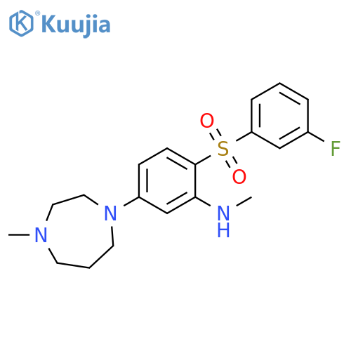 Benzenamine,2-[(3-fluorophenyl)sulfonyl]-5-(hexahydro-4-methyl-1H-1,4-diazepin-1-yl)-N-methyl- structure