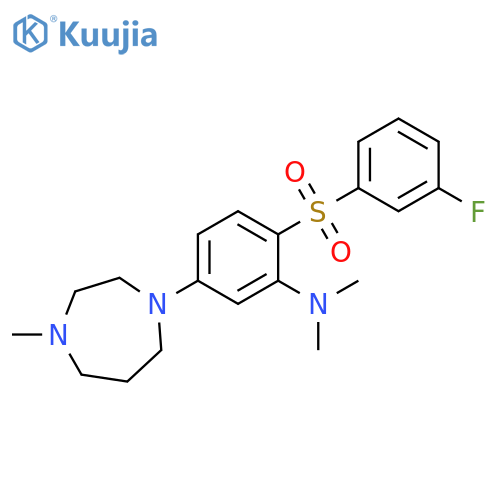 Benzenamine,2-[(3-fluorophenyl)sulfonyl]-5-(hexahydro-4-methyl-1H-1,4-diazepin-1-yl)-N,N-dimethyl- structure