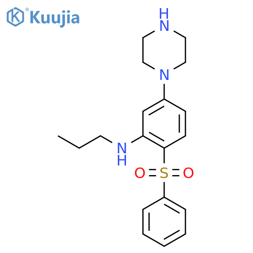 Benzenamine, 2-(phenylsulfonyl)-5-(1-piperazinyl)-N-propyl- structure