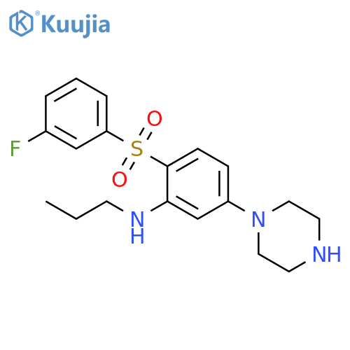 Benzenamine, 2-[(3-fluorophenyl)sulfonyl]-5-(1-piperazinyl)-N-propyl- structure