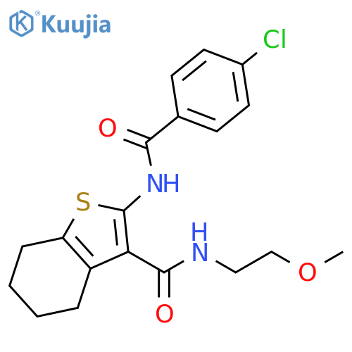 2-(4-chlorobenzamido)-N-(2-methoxyethyl)-4,5,6,7-tetrahydro-1-benzothiophene-3-carboxamide structure