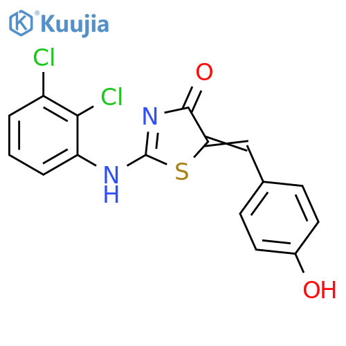 (5Z)-2-(2,3-dichlorophenyl)amino-5-(4-hydroxyphenyl)methylidene-4,5-dihydro-1,3-thiazol-4-one structure