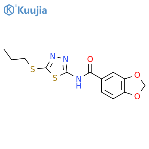 N-5-(propylsulfanyl)-1,3,4-thiadiazol-2-yl-2H-1,3-benzodioxole-5-carboxamide structure