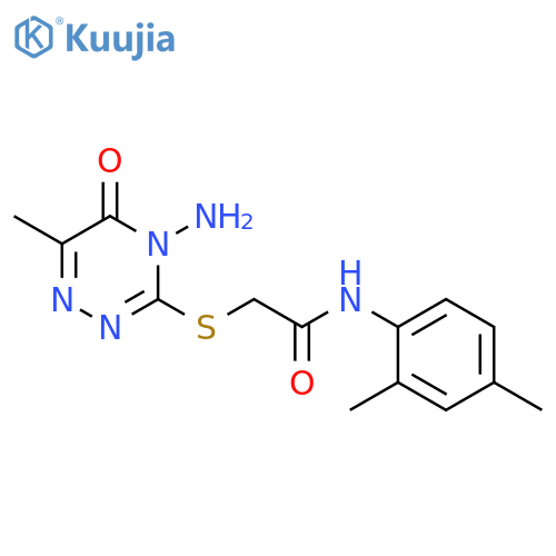 2-(4-amino-6-methyl-5-oxo-4,5-dihydro-1,2,4-triazin-3-yl)sulfanyl-N-(2,4-dimethylphenyl)acetamide structure