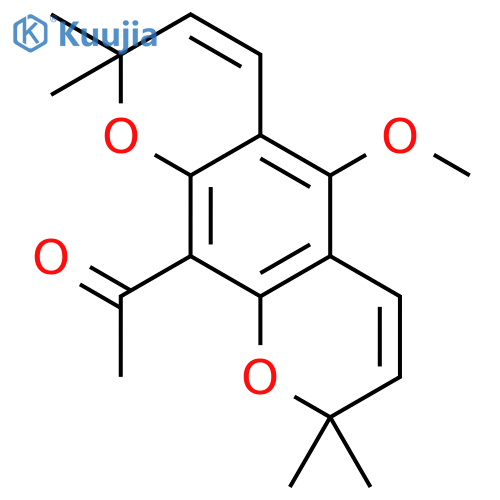 1-(5-methoxy-2,2,8,8-tetramethyl-2H,8H-pyrano[3,2-g]chromen-10-yl)-ethanone structure