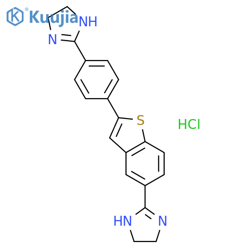 2-[4-[5-(4,5-dihydro-1h-imidazol-2-yl)-1-benzothiophen-2-yl]phenyl]-4,5-dihydro-1h-imidazole;hydrochloride structure