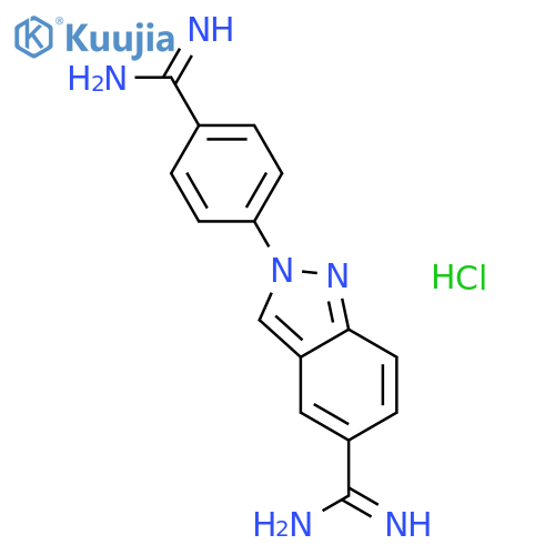 2-(4-carbamimidoylphenyl)indazole-5-carboximidamide;hydrochloride structure