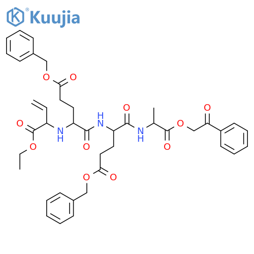 ethyl (5S,8S,11S)-8,11-bis[3-(benzyloxy)-3-oxopropyl]-13-ethenyl-5-methyl-1,4,7,10-tetraoxo-1-phenyl-3-oxa-6,9,12-triazatetradecan-14-oate (non-preferred name) structure