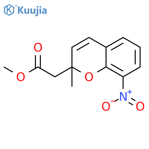 2H-1-Benzopyran-2-acetic acid, 2-methyl-8-nitro-, methyl ester structure