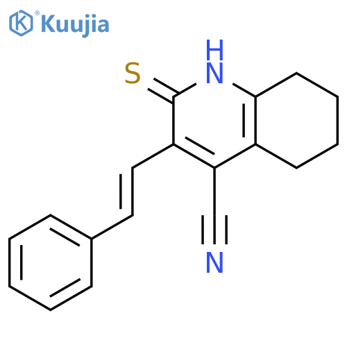 4-Quinolinecarbonitrile,  1,2,5,6,7,8-hexahydro-3-(2-phenylethenyl)-2-thioxo- structure