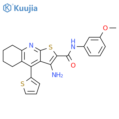 3-amino-N-(3-methoxyphenyl)-4-(thiophen-2-yl)-5H,6H,7H,8H-thieno2,3-bquinoline-2-carboxamide structure